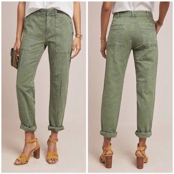 Anthropologie "The Wanderer" Palm Leaf Pattern Utility Pants, Size 28 - Picture 2 of 9